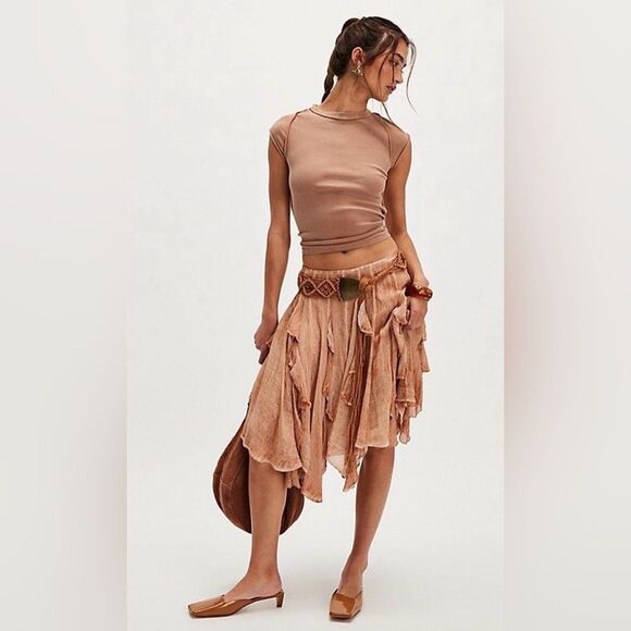 Free People Dresses & Skirts - FREE PEOPLE Susanna knee length Midi skirt NWT